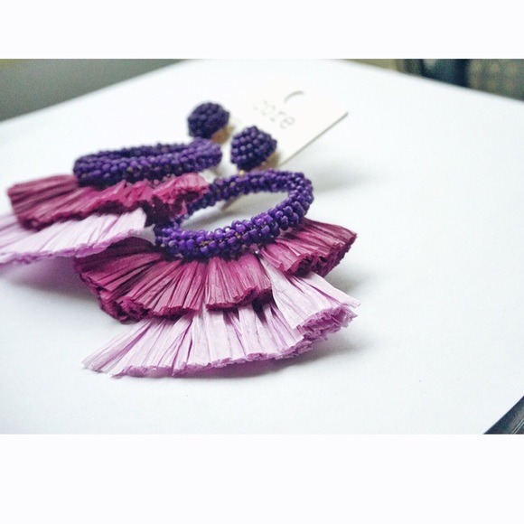 NEW! Lilac Acrylic Beaded Tassel Hoop Earrings - Picture 8 of 11